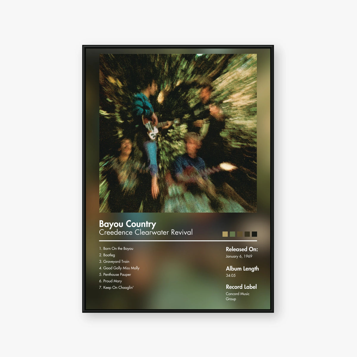 Creedence Clearwater Revival — Bayou Country Album Poster — Blur frame mockup