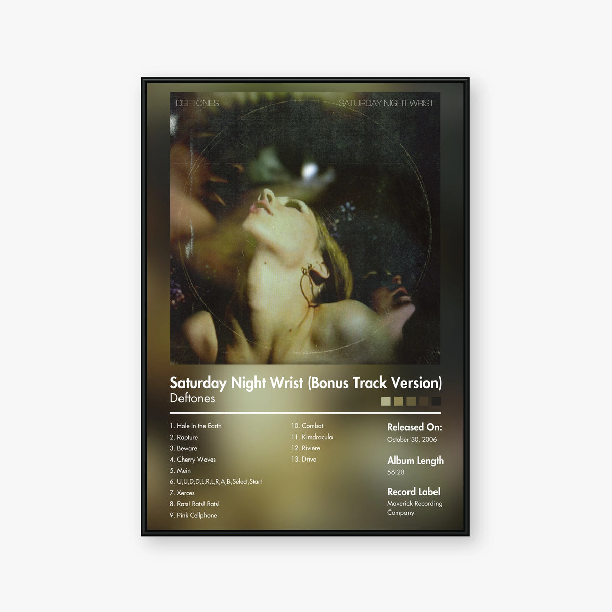 Deftones — Saturday Night Wrist (Bonus Track Version) Album Poster — Blur frame mockup