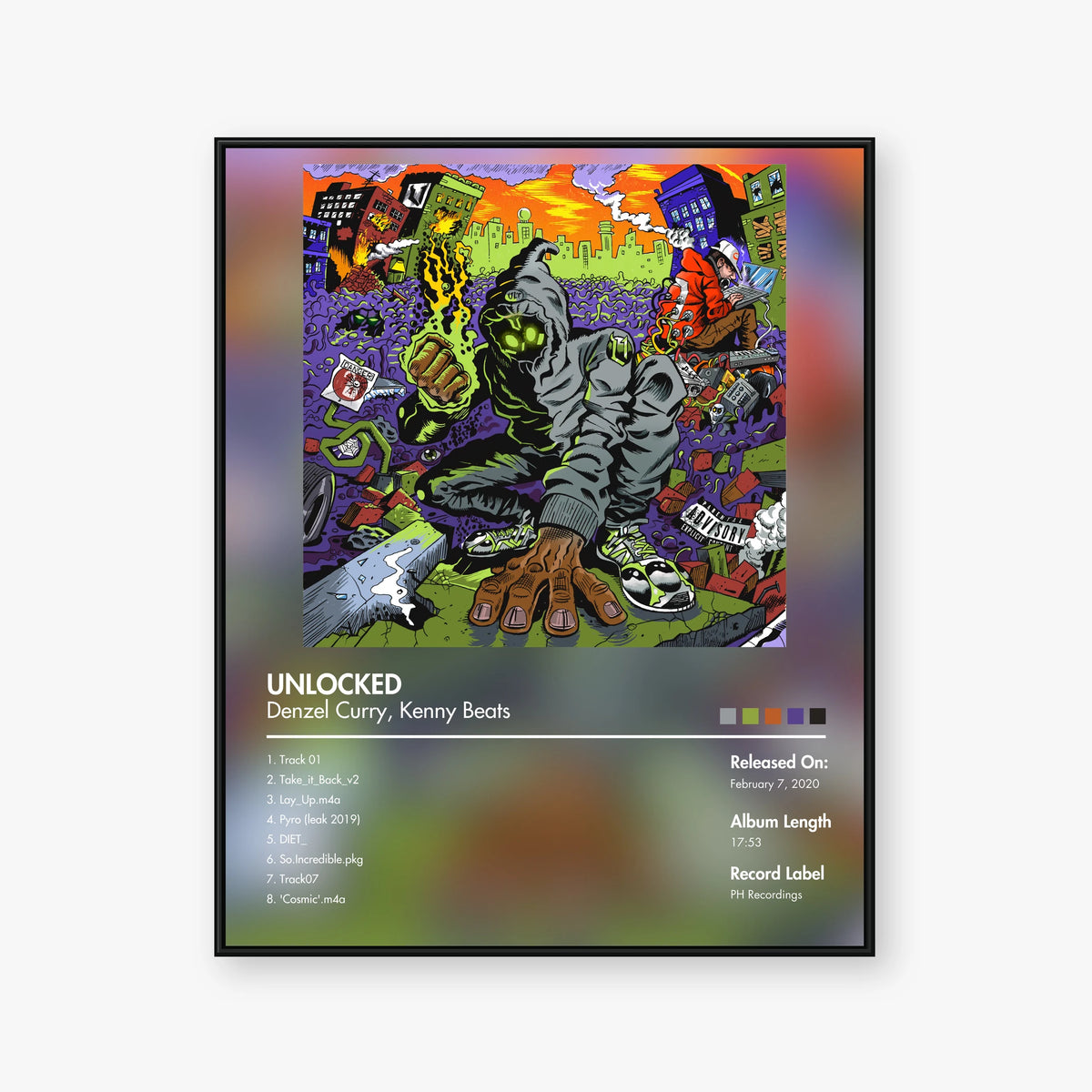 Denzel Curry & Kenny Beats — UNLOCKED Album Poster — Blur frame mockup