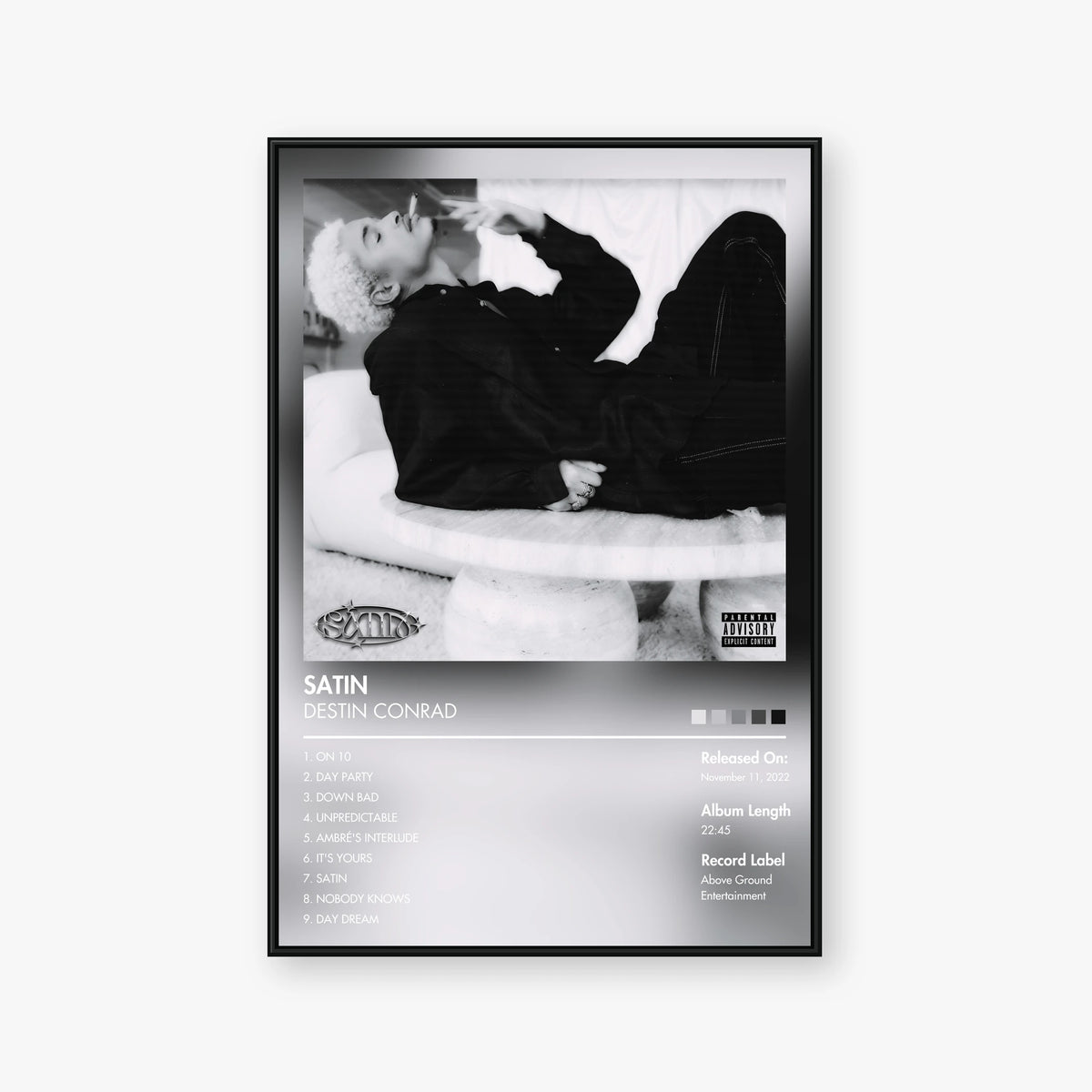 Destin Conrad — SATIN Album Poster — Blur frame mockup