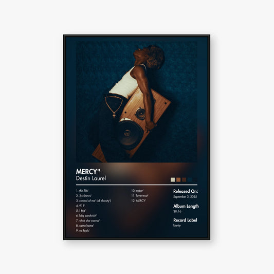 Destin Laurel — MERCY" Album Poster — Blur frame mockup