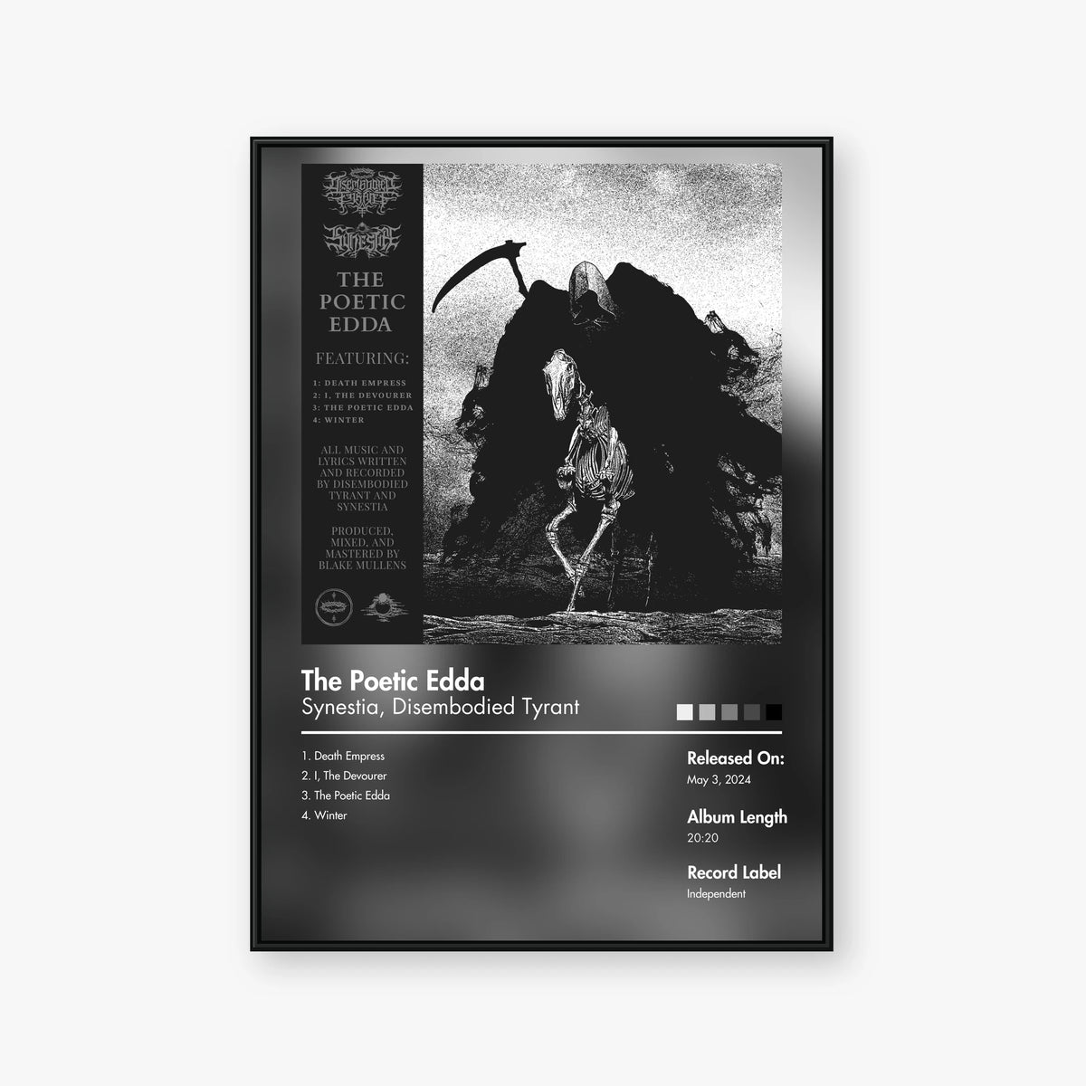 Disembodied Tyrant & Synestia — The Poetic Edda Album Poster — Blur frame mockup