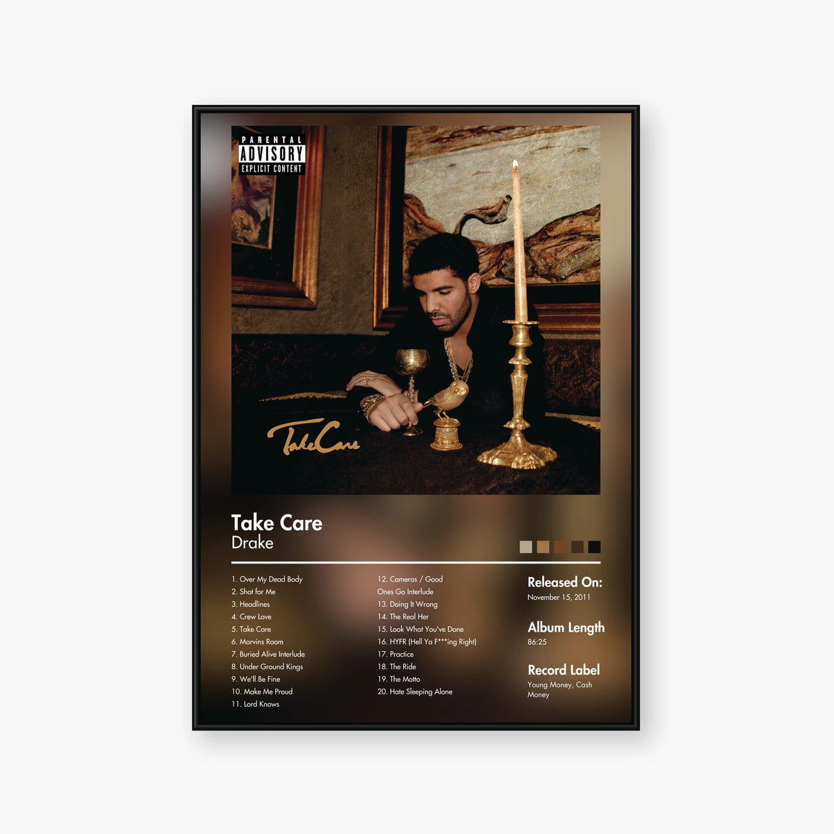 Drake — Take Care Album Poster — Blur frame mockup