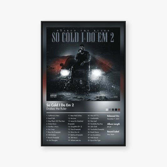 Drakeo the Ruler — So Cold I Do Em 2 Album Poster — Blur frame mockup