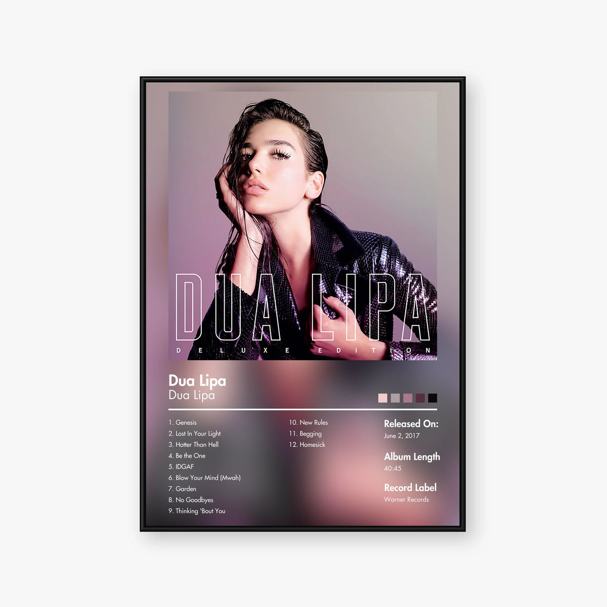 Dua Lipa — Dua Lipa Album Poster — Blur frame mockup