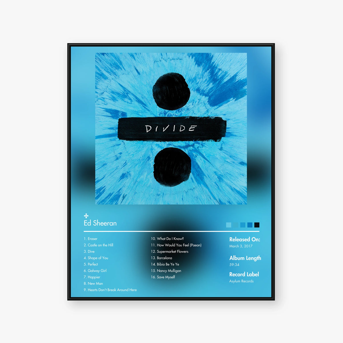 Ed Sheeran — ÷ (Divide) Album Poster — Blur frame mockup