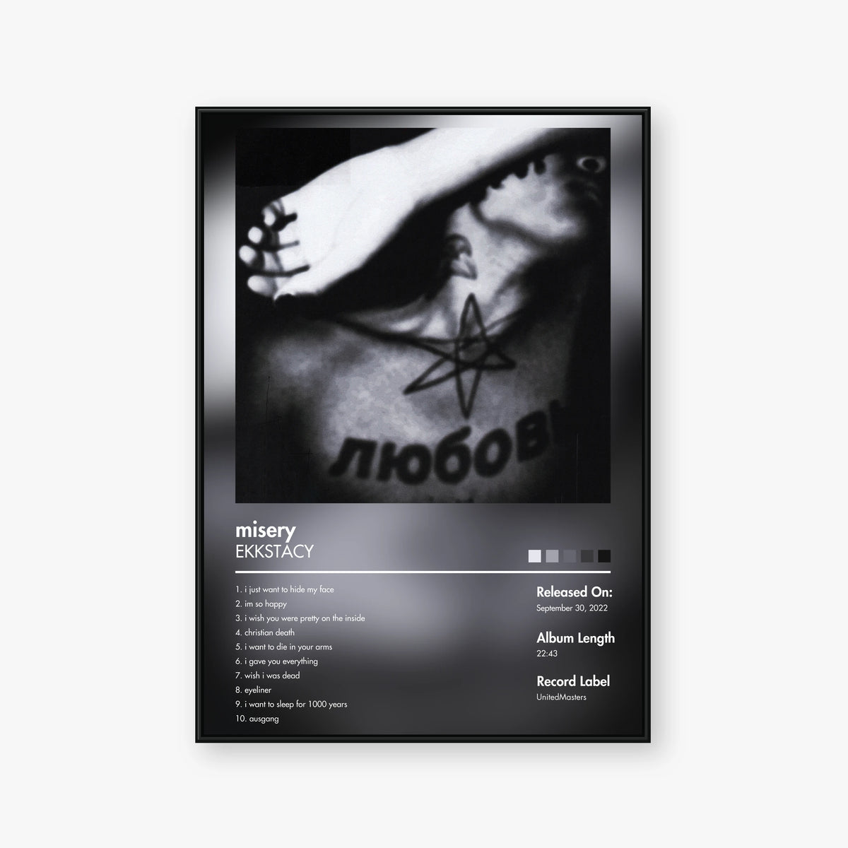 EKKSTACY — misery Album Poster — Blur frame mockup