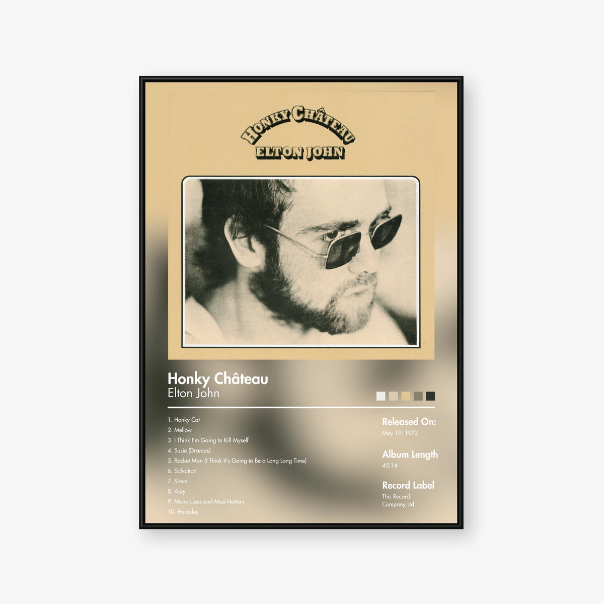 Elton John — Honky Château Album Poster — Blur frame mockup