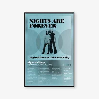 England Dan & John Ford Coley — Nights Are Forever Album Poster — Blur frame mockup