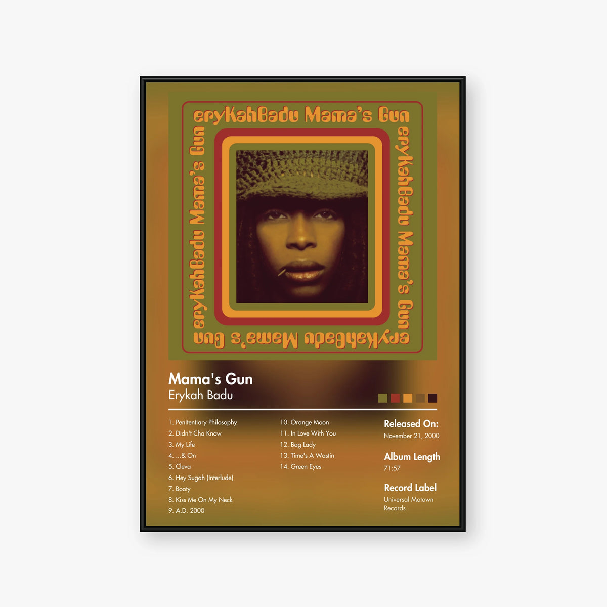 Erykah Badu — Mama’s Gun Album Poster — Blur frame mockup