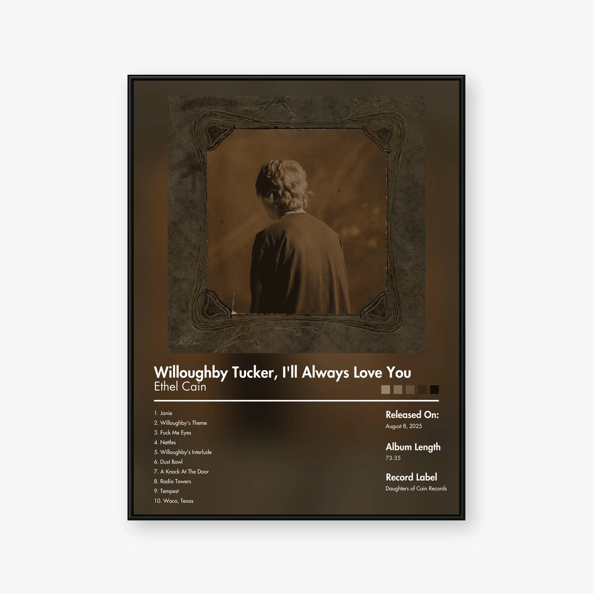 Ethel Cain — Willoughby Tucker, I’ll Always Love You Album Poster — Blur frame mockup