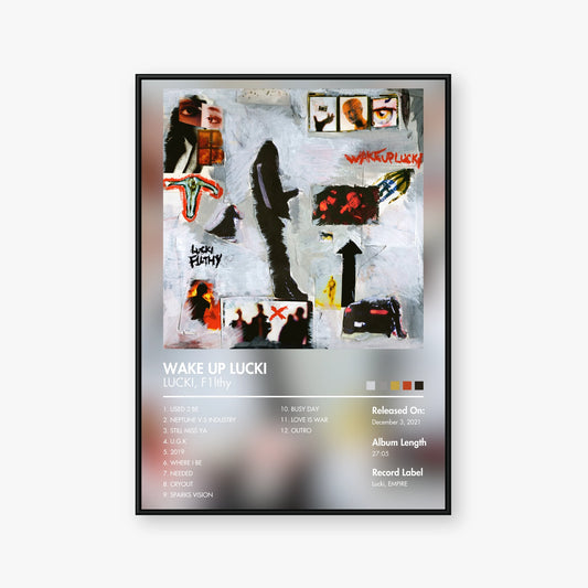F1LTHY & Lucki — WAKE UP LUCKI Album Poster — Blur frame mockup