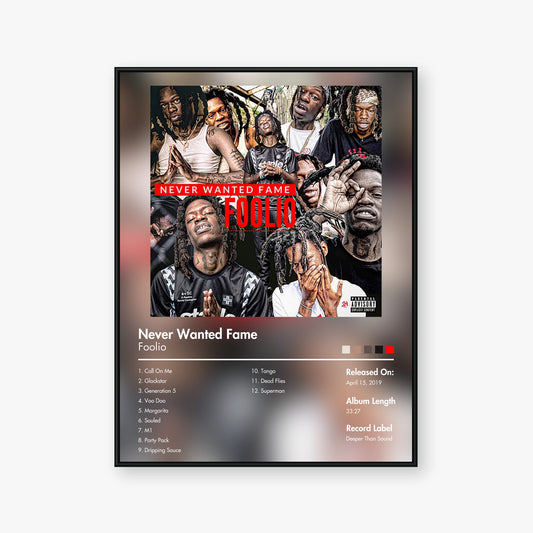 Foolio — Never Wanted Fame Album Poster — Blur frame mockup