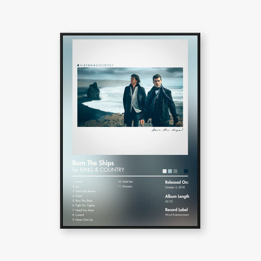 for KING & COUNTRY — Burn the Ships Album Poster — Blur frame mockup