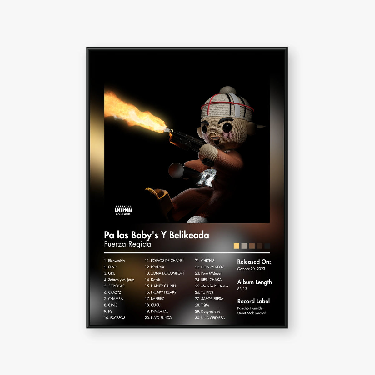 Fuerza Regida — Pa Las Baby’s y Belikeada Album Poster — Blur frame mockup
