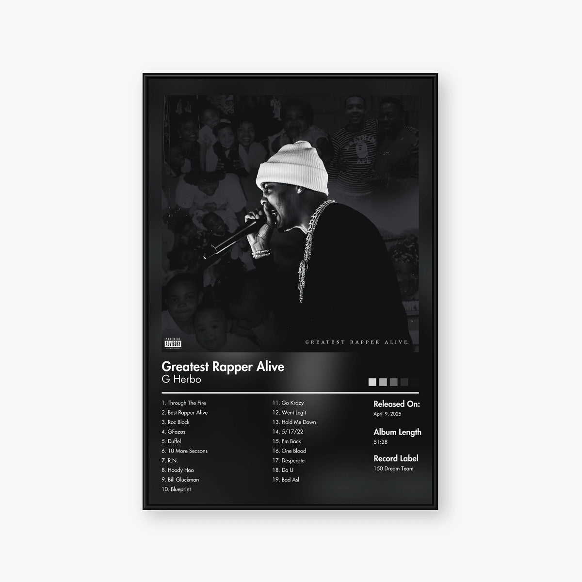 G Herbo — Greatest Rapper Alive Album Poster — Blur frame mockup