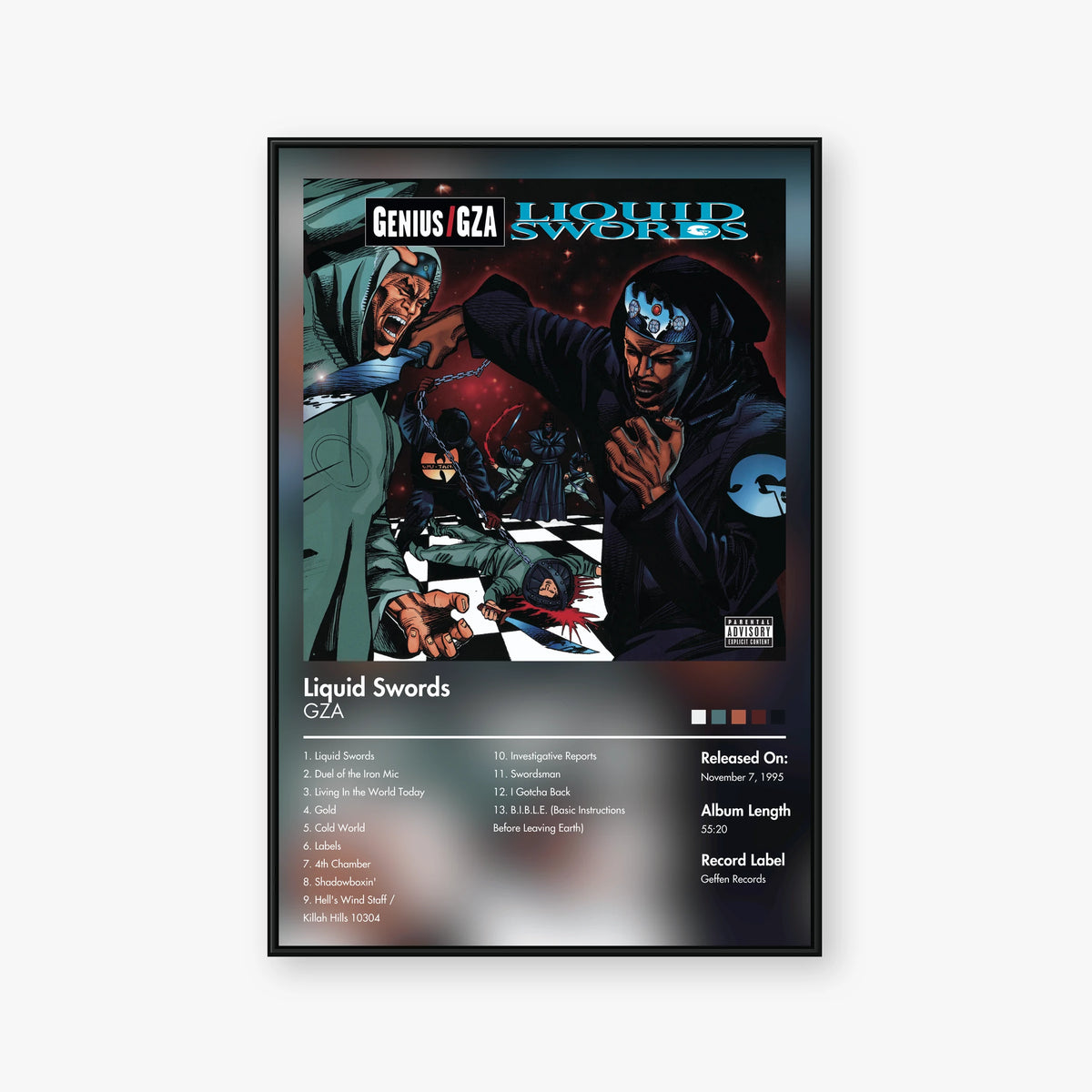 Genius/GZA — Liquid Swords Album Poster — Blur frame mockup