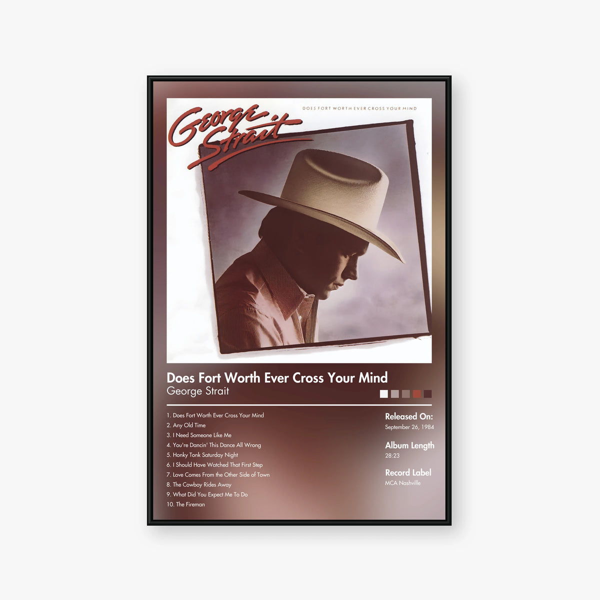 George Strait — Does Fort Worth Ever Cross Your Mind Album Poster — Blur frame mockup