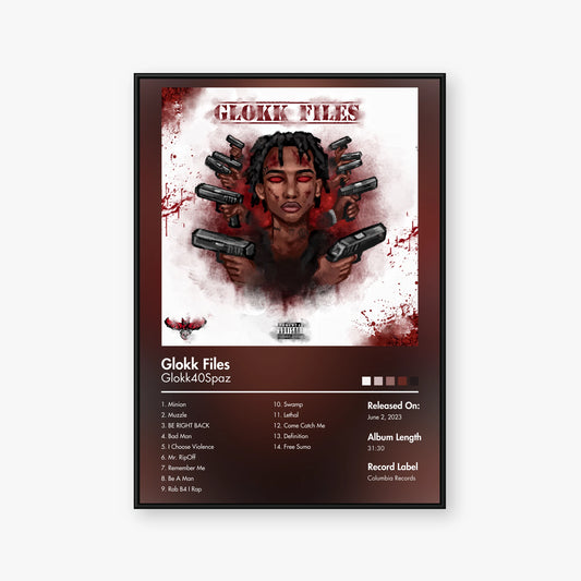 Glokk40Spaz — Glokk Files Album Poster — Blur frame mockup