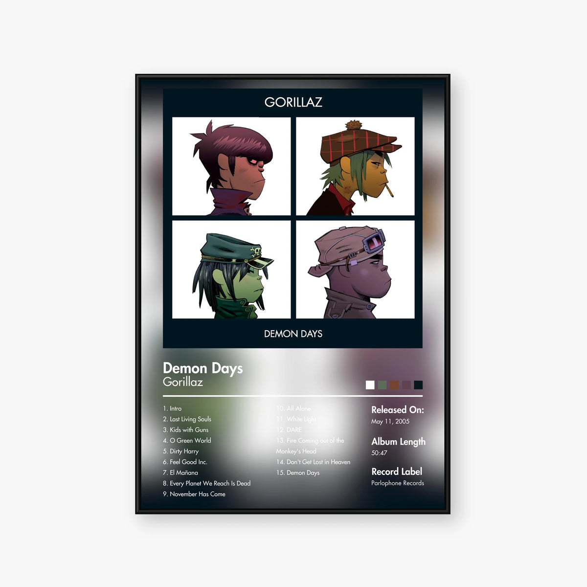 Gorillaz — Demon Days Album Poster — Blur frame mockup