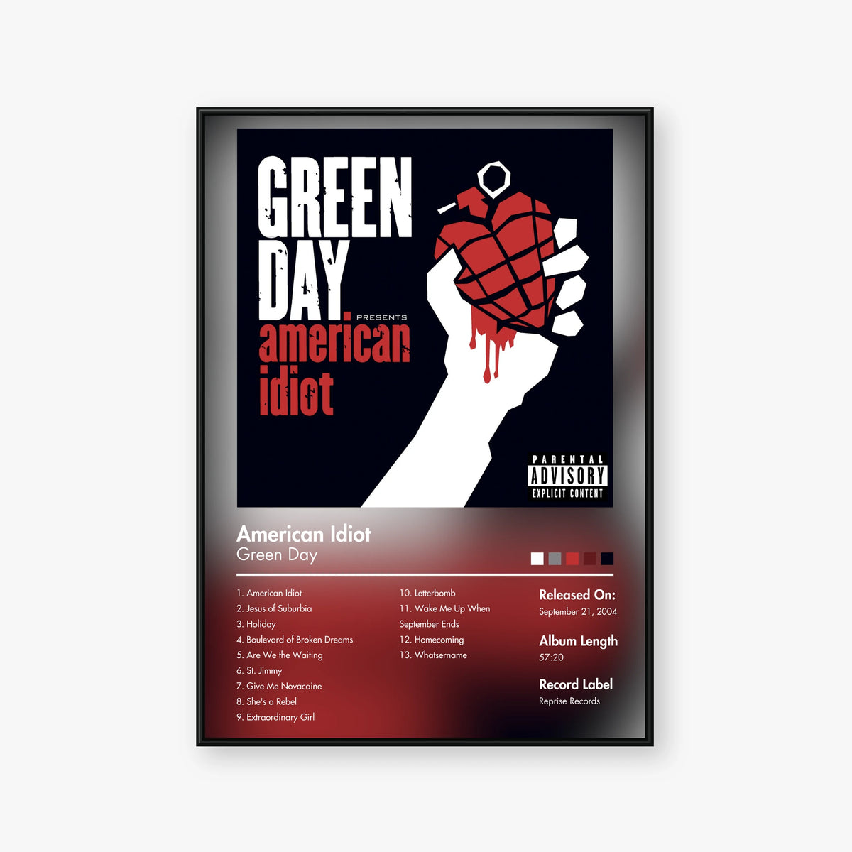 Green Day — American Idiot Album Poster — Blur frame mockup
