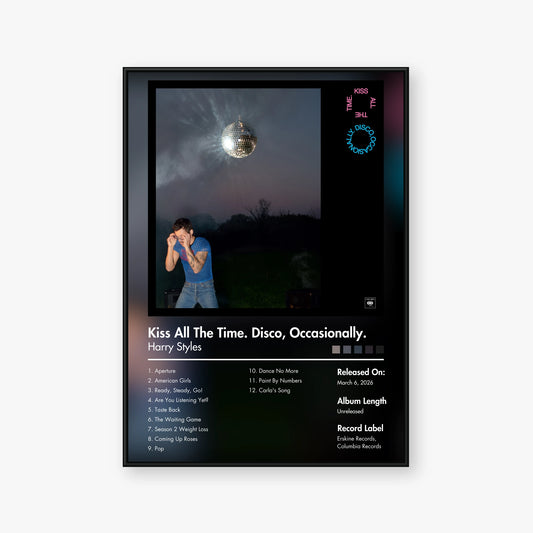Harry Styles — Kiss All the Time. Disco, Occasionally. Album Poster — Blur frame mockup