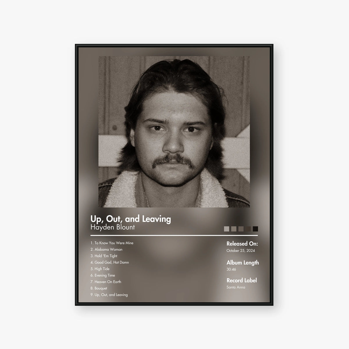 Hayden Blount — Up, Out, and Leaving Album Poster — Blur frame mockup