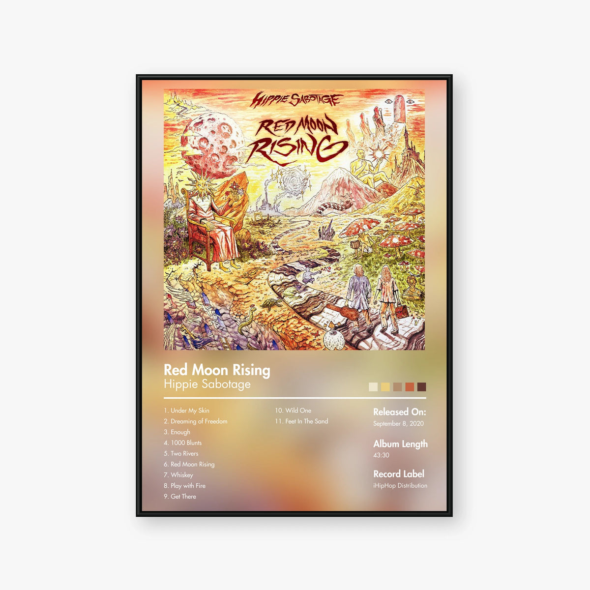 Hippie Sabotage — Red Moon Rising Album Poster — Blur frame mockup