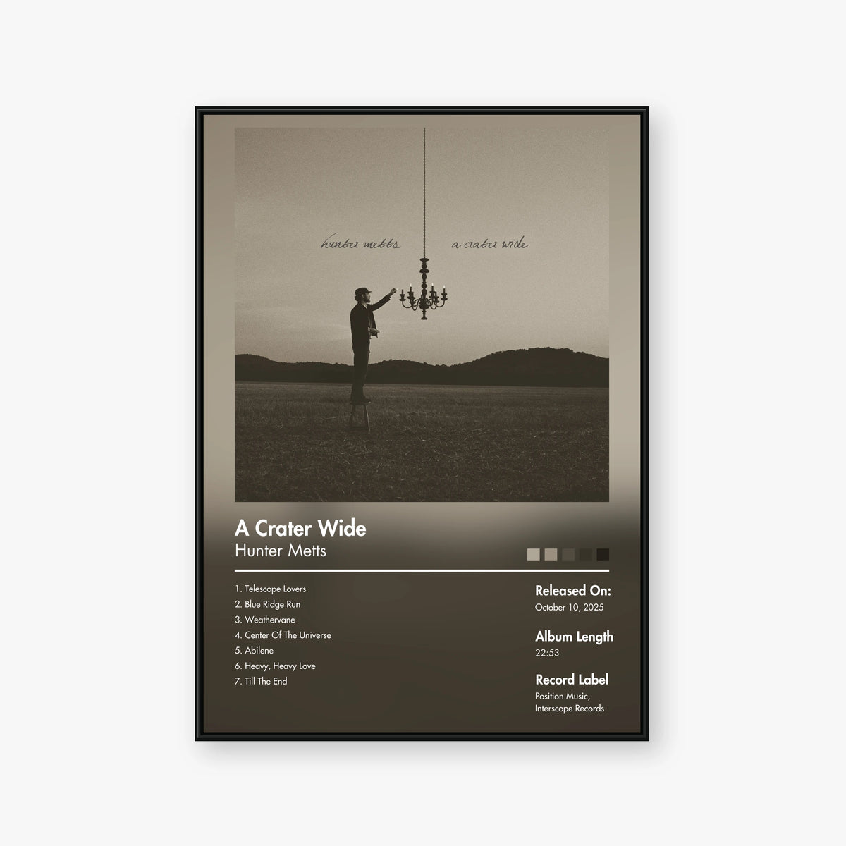 Hunter Metts — A Crater Wide Album Poster — Blur frame mockup