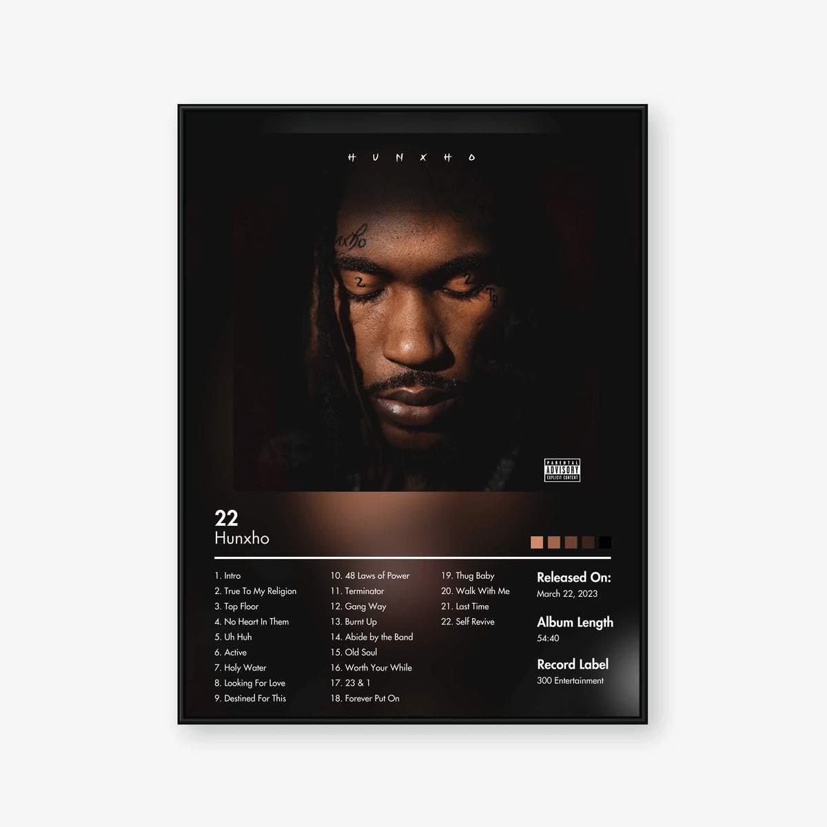 Hunxho — 22 Album Poster — Blur frame mockup