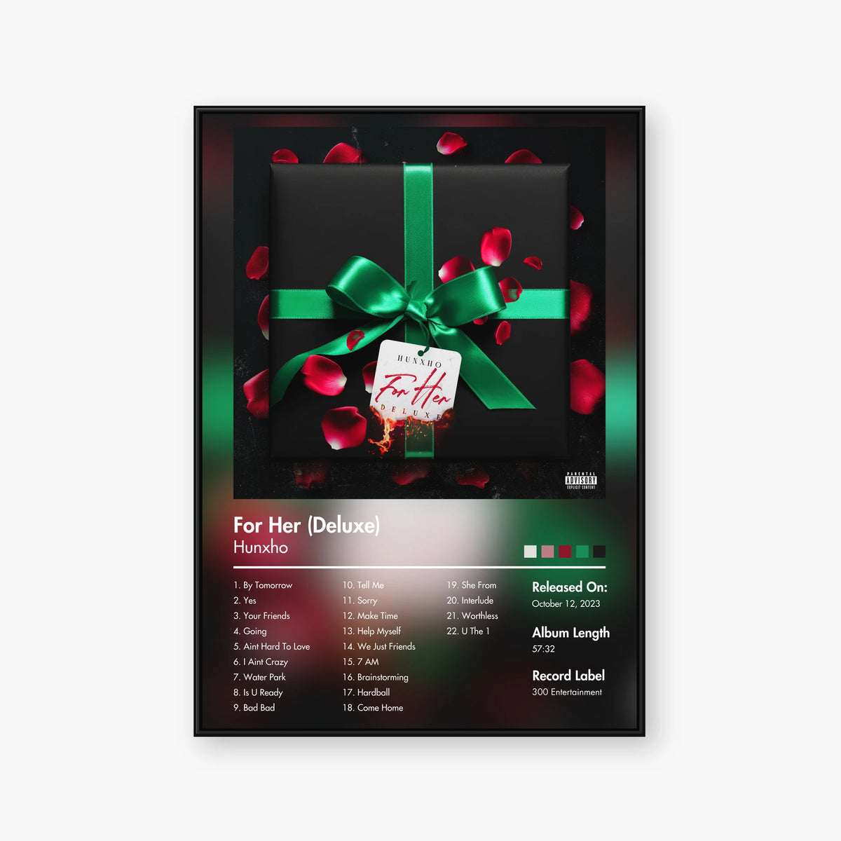 Hunxho — For Her (Deluxe) Album Poster — Blur frame mockup