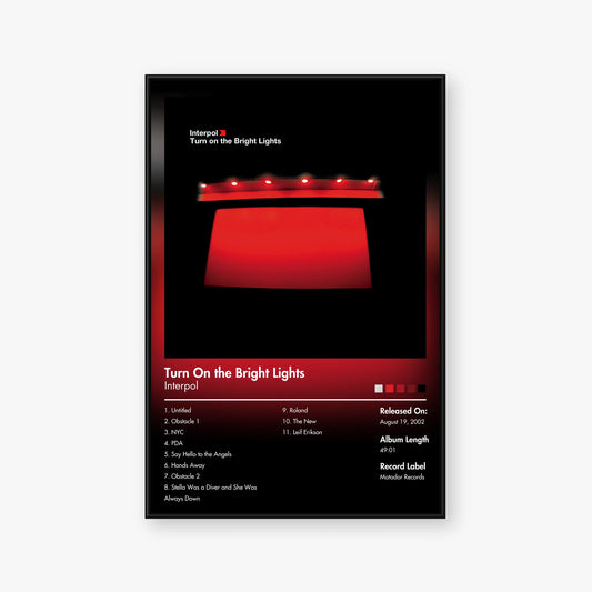 Interpol — Turn On the Bright Lights Album Poster — Blur frame mockup