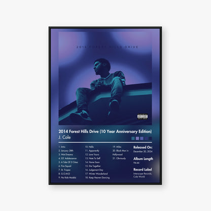 J. Cole — 2014 Forest Hills Drive (10 Year Anniversary Edition) Album Poster — Blur frame mockup