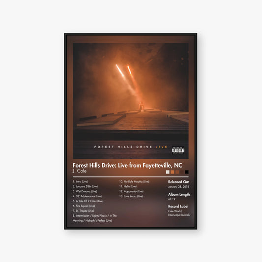 J. Cole — Forest Hills Drive: Live from Fayetteville, NC Album Poster — Blur frame mockup
