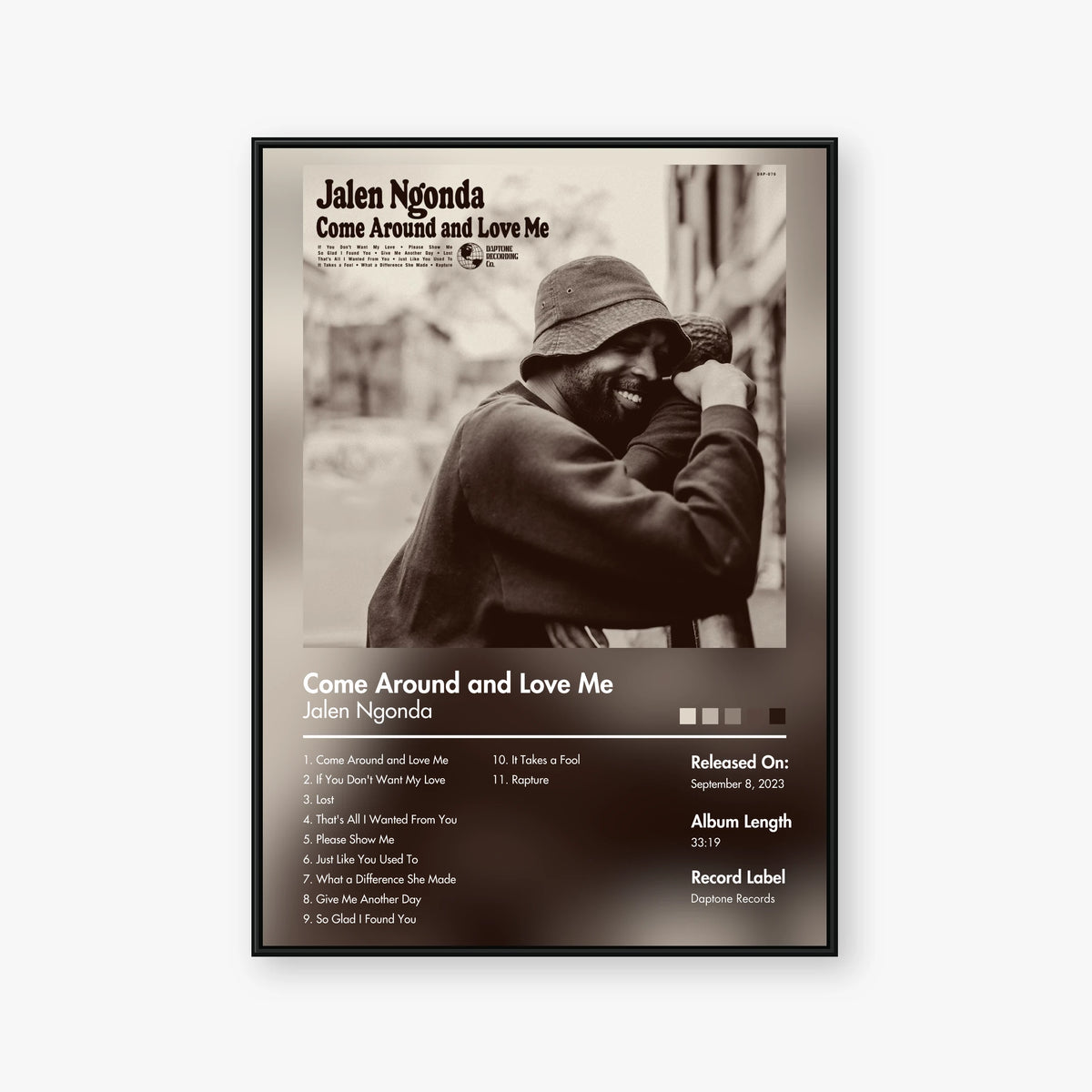 Jalen Ngonda — Come Around and Love Me Album Poster — Blur frame mockup
