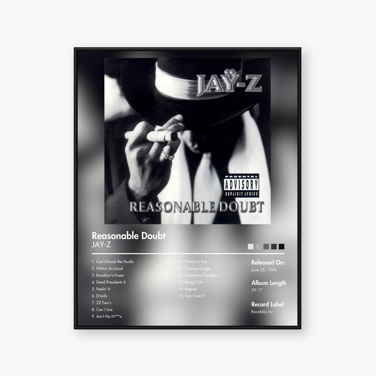 JAY-Z — Reasonable Doubt Album Poster — Blur frame mockup