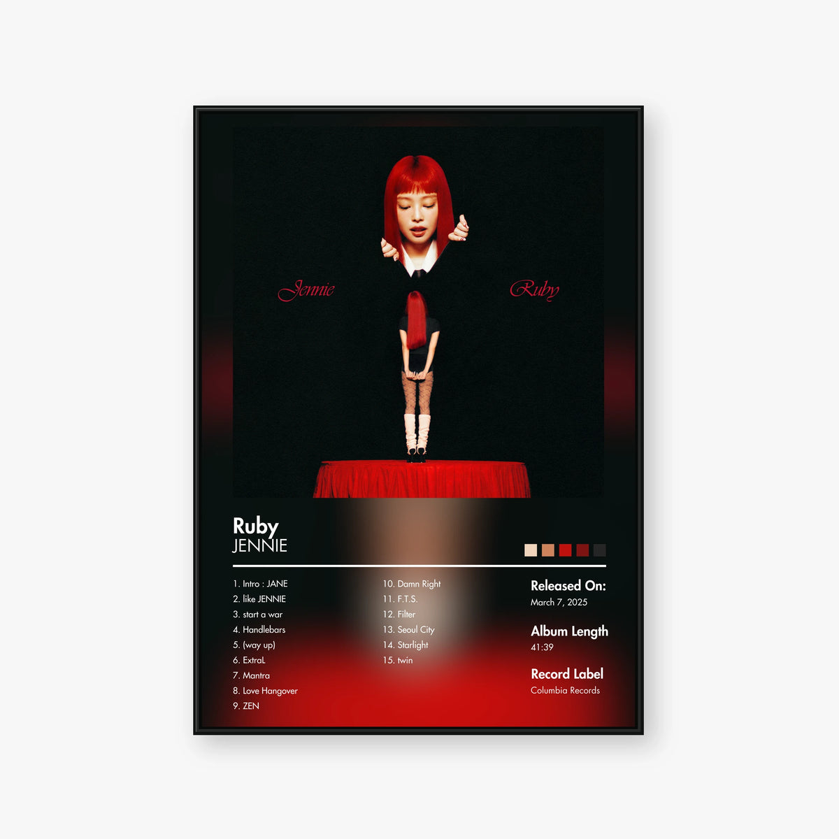 JENNIE — Ruby Album Poster — Blur frame mockup