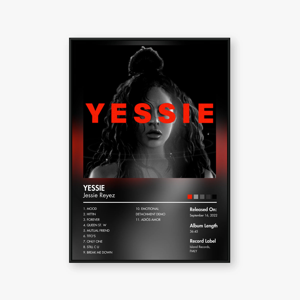 Jessie Reyez — YESSIE Album Poster — Blur frame mockup