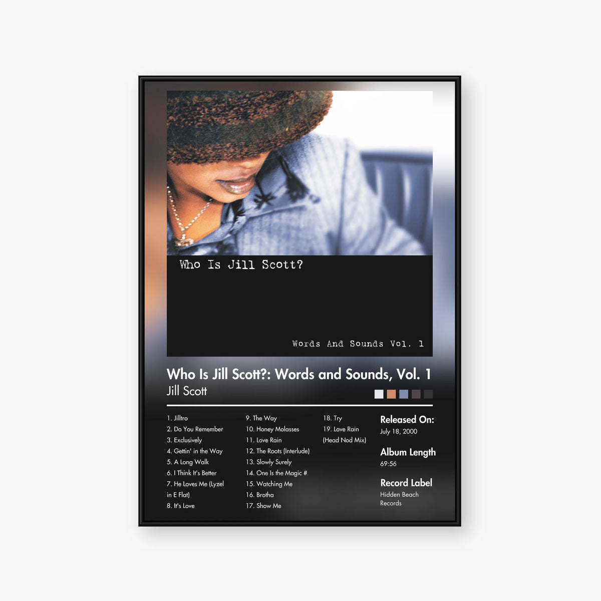 Jill Scott — Who Is Jill Scott? Words and Sounds, Vol. 1 Album Poster — Blur frame mockup
