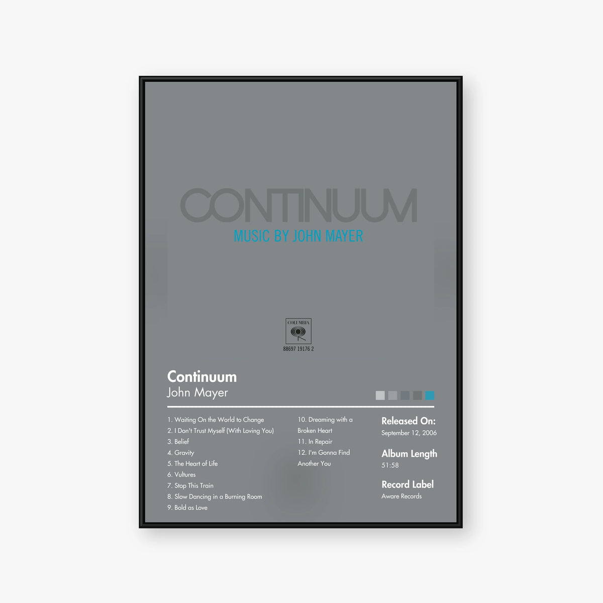 John Mayer — Continuum Album Poster — Blur frame mockup