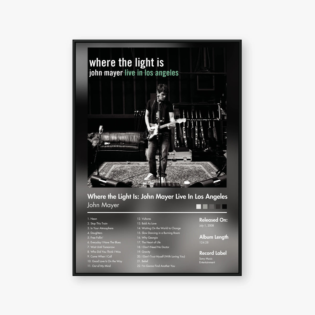 John Mayer — Where the Light Is: John Mayer Live in Los Angeles Album Poster — Blur frame mockup
