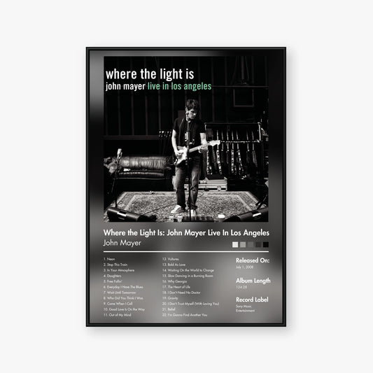 John Mayer — Where the Light Is: John Mayer Live in Los Angeles Album Poster — Blur frame mockup