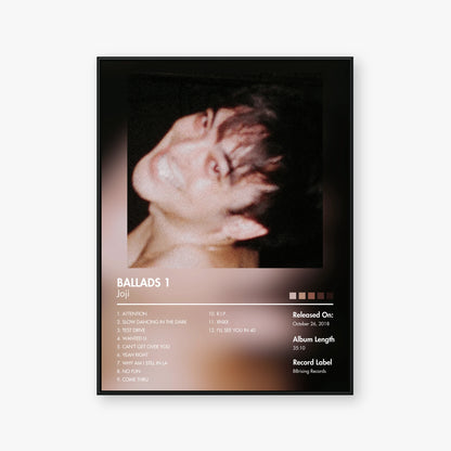 Joji — BALLADS 1 Album Poster — Blur frame mockup