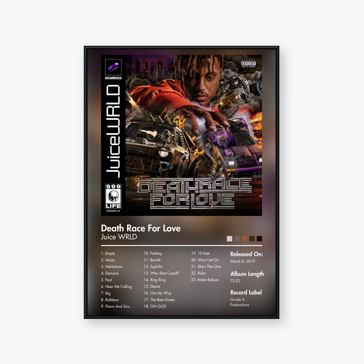 Juice WRLD — Death Race for Love Album Poster — Blur frame mockup