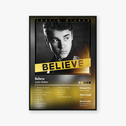 Justin Bieber — Believe Album Poster — Blur frame mockup