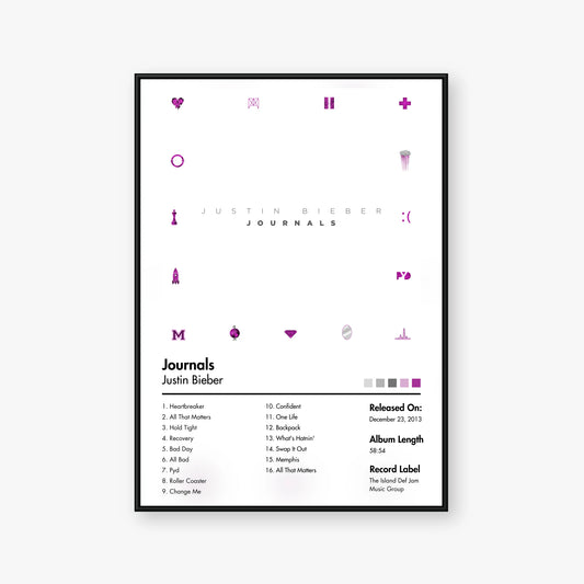 Justin Bieber — Journals Album Poster — Blur frame mockup