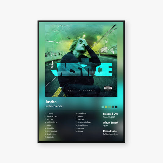 Justin Bieber — Justice Album Poster — Blur frame mockup