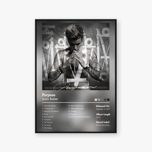 Justin Bieber — Purpose Album Poster — Blur frame mockup