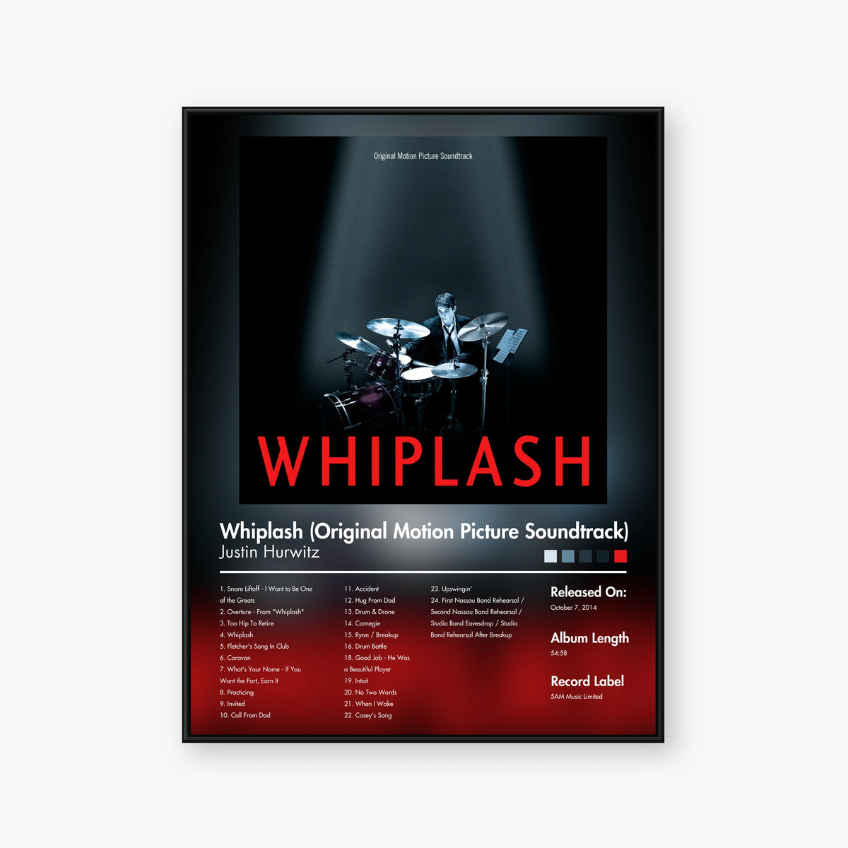 Justin Hurwitz — Whiplash: Original Motion Picture Soundtrack Album Poster — Blur frame mockup