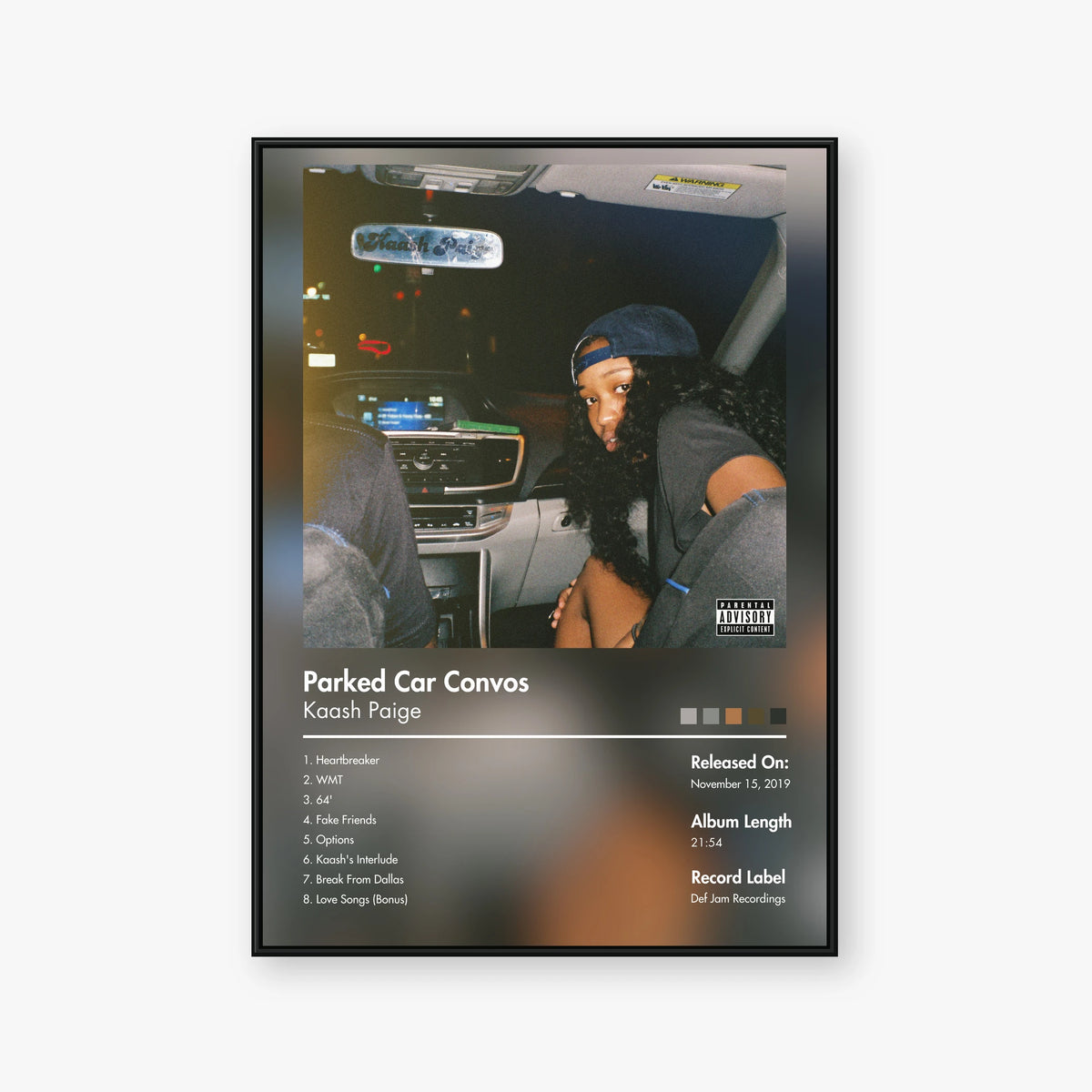 Kaash Paige — Parked Car Convos Album Poster — Blur frame mockup